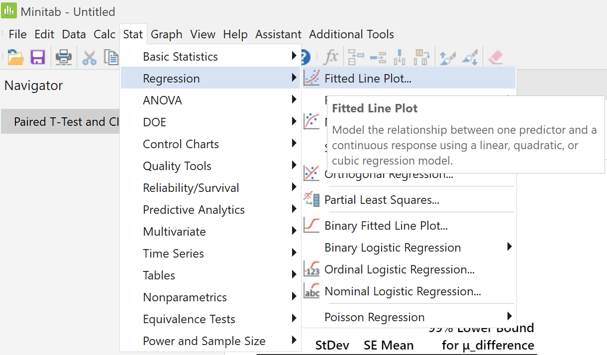 Menu to Fitted Line Plot