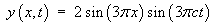 y(x, t)  =  2 sin (3 pi x) sin(3 pi c t)