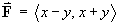 F  =  < x - y,  x + y >