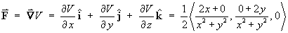 grad V = dV/dx i^ + dV/dy j^ + dV/dz k^