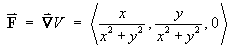grad V = < x, y, 0 > / sqrt{x^2 + y^2}