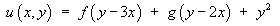 u = f(y-3x) + g(y-2x) + y^2