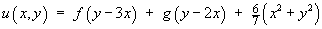 u = f(y-3x) + g(y-2x) + 6(x^2 + y^2)/7