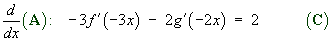d[A]/dx = -3f'(-3x) - 2g'(-2x) = 2