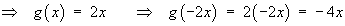 g(x) = 2x  ==>  g(-2x) = -4x