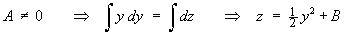 z = y^2 /2 + B