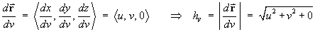 vector dr/dv = [u  v  0]T  -->  hv