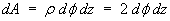 dA = 2 d_phi dz
