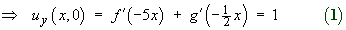 f'(-5x) + g'(-x/2) = 1   Equation 1