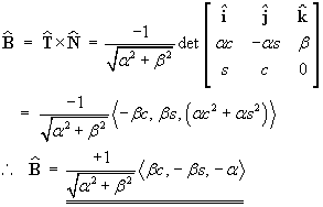 Bhat = That cross Nhat = ... =
 < beta*c, -beta*s, -alpha > / sqrt{alpha^2 + beta^2}