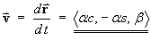 v = dr/dt = < alpha*c, -alpha*s, beta >