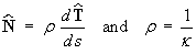 Nhat = rho dT/ds  and  rho = 1/kappa