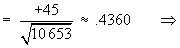 45/(10653)^.5 ~ .4360