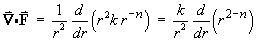 div F = (k/r^2) d/dr r^(2-n)