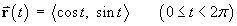 vector r = < cos t, sin t >
