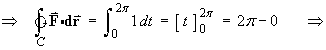 line integral = integ_0^2pi 1 dt