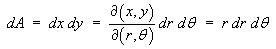 dA  =  r dr dtheta