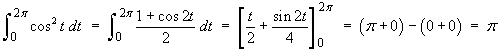 (Int)cos^2tdt = pi