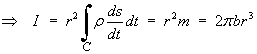 ==> I = r^2 (Int on C) rho ds/dt dt 
         = r^2 m = 2 pi b r^3
