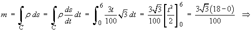mass = (Int over C) rho ds = 27sqrt{3}/50