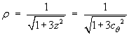 density = 1/sqrt{1 + 3z^2} = 1/sqrt{1 + 3 ct^2}