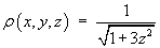 rho = 1 / sqrt{1 + 3z^2}