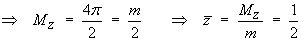 Mz = (4pi)/2 ==>
         zBar = Mz / m = 1/2