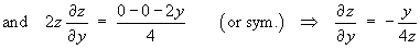 and  dz/dy  =  -y/(4z)