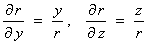 dr/dy = y/r,  dr/dz = z/r