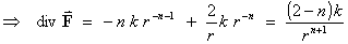 div F  =  (2-n)k / r^(n+1)
