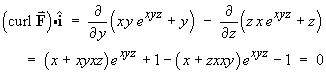 x-component of (curl F) = 0