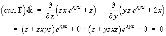 z-component of (curl F) = 0