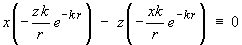 x(-(zk/r) e^(-kr)) - z(-(xk/r) e^(-kr))