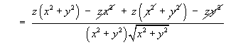   =  (zr^2 - x^2 z)/r^3 + (zr^2 - y^2 z)/r^3 
         where r = sqrt{x^2 + y^2}