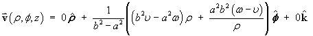 v  =  ((b^2 u - a^2 w) rho / 2
     +  (ab)^2(w-u) / rho) / (b^2 - a^2)