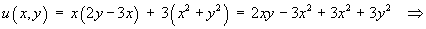 u(x,y) = x(2y-3x) + 3(x^2 + y^2)
