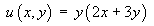 u(x,y) = y (2x + 3y)
