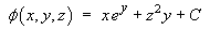phi = x e^y + y z^2 + C