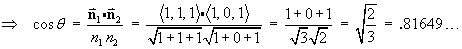 cos theta = sqrt(2/3)