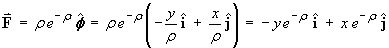 F = exp(-rho) < -y, x, 0 >