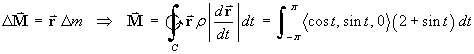 M = Integral rho r |dr/dt| dt