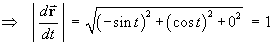 |dr/dt| = 1