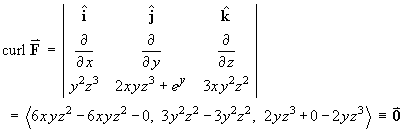 curl F = zero vector