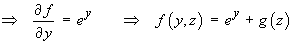 f(y,z) = e^y + g(z)