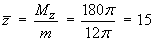 zBar = Mz / m = 15