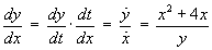 dy/dx = (x^2 + 4x) / y