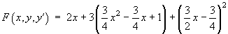 [substitute  y = 3/4 x^2 - 3/4 x + 1  into F]