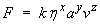 F = k eta^x a^y v^z