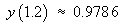 y(1.2) approx= 0.9786