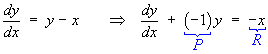 dy/dx + (-1)y = -x